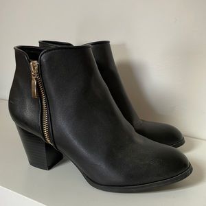 Black leather booties